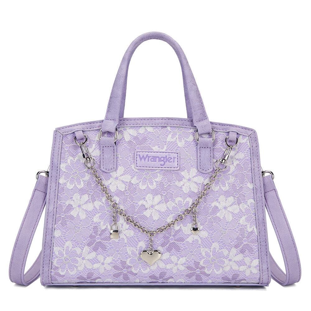 Wrangler Western Lace w/ Chain Charm Satchel/Small Crossbody Bag - Lavender